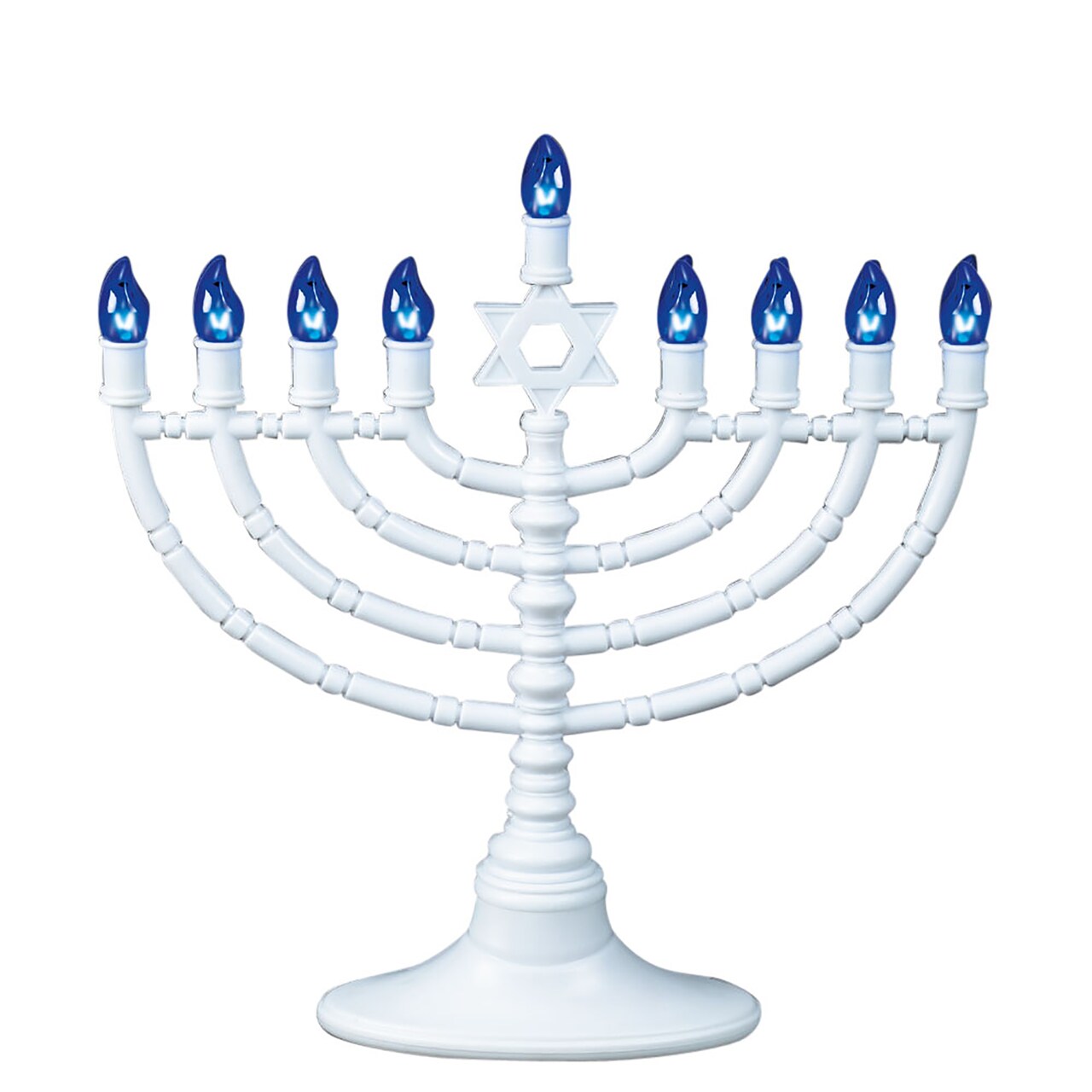 Rite Lite 11.5" White and Blue Traditional Style LED Battery Powered Hanukkah Menorah